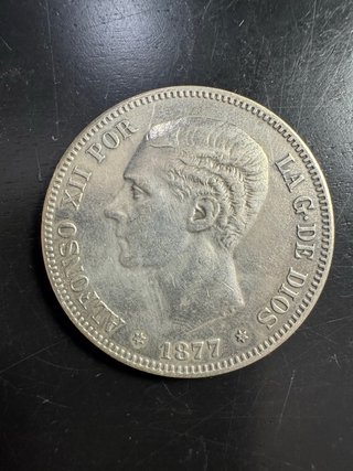 5 Pesetas Alfonso XII 1877 Plata