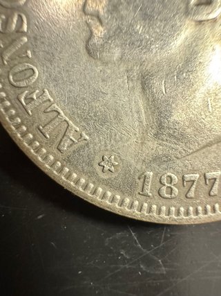 5 Pesetas Alfonso XII 1877 Plata