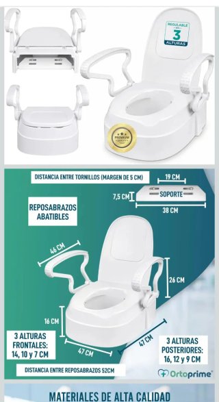 Alza WC Elevador Ortoprime con Reposabrazos