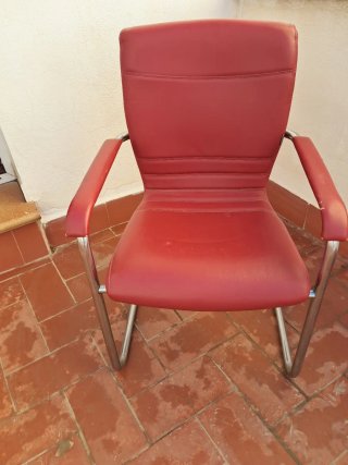 Silla Cantilever Roja Piel Sintética