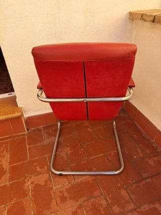 Silla Cantilever Roja Piel Sintética