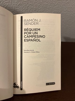 Réquiem por un campesino español /Ramón J . Sender