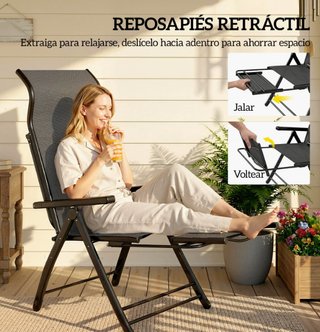 Pack 2 Sillas Jardín Plegables Reclinables