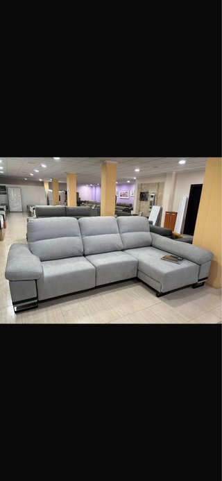 Sofá chaise longue gris tela