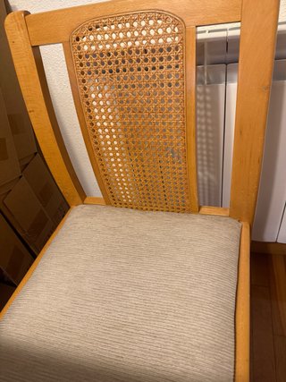 4 Sillas Comedor Madera y Caña