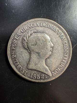 Moneda Plata 20 Reales Isabel II 1852