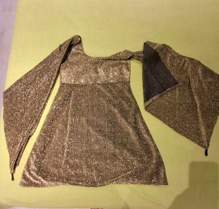 Disfraz vestido fiesta dorado 80s