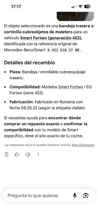 Bandeja maletero Smart For two ORIGINAL MARCA