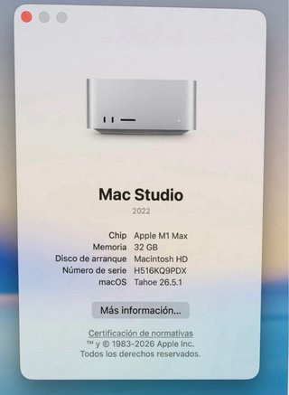 Mac Studio M1 Max 32GB 1T + PANTALLA BENQ+T. WACOM