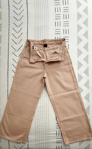 Pantalón culotte tiro alto rosa