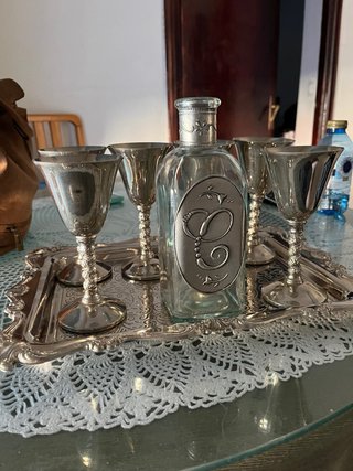 Bandeja y 4 copas Vintage
