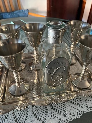 Bandeja y 4 copas Vintage