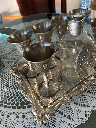 Bandeja y 4 copas Vintage