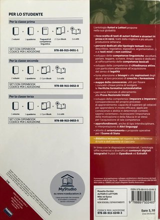 AUTORI E LETTORI. MITO ED EPICA+DIDATTICA INCLUS.