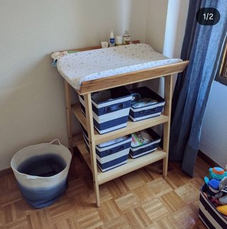 Cambiador bebé madera y tela