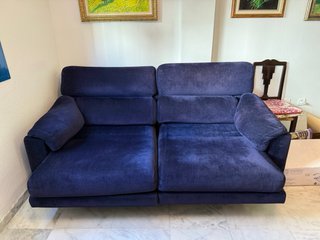 Divano estensibile blu 3/4 posti velluto