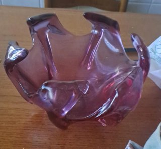 Centro de Mesa Murano Morado Vidrio Soplado Vintag