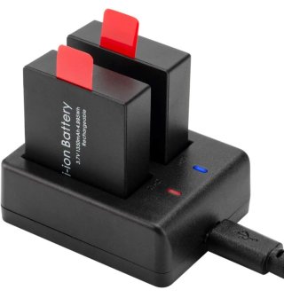 Kit 3 Baterías GEEKAM Cargador Duo Camara de Accio
