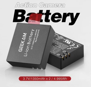 Kit 3 Baterías GEEKAM Cargador Duo Camara de Accio