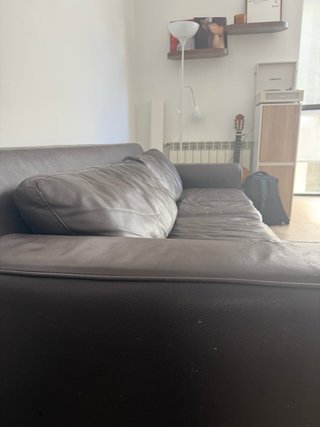 Divano letto in pelle marrone