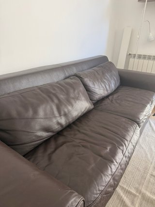 Divano letto in pelle marrone