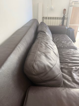 Divano letto in pelle marrone