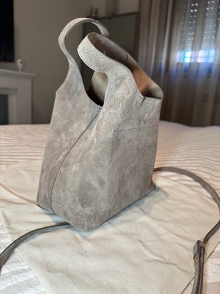 Borsa mini shopper Zara grigia scamosciata