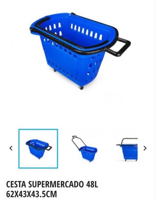 Cesta Supermercado Azul 48L con Ruedas