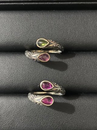 Anillo Plata 925 Turmalina/Granate Ajustable