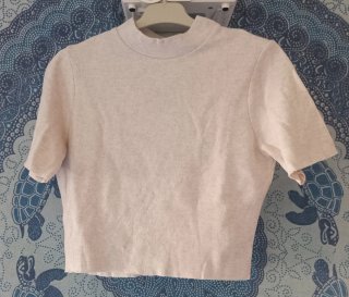 Jersey corto punto fino beige manga corta