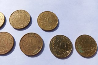 Lote monedas Francia 10, 2, 1/2, 1 Francs