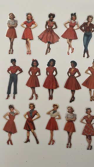25 Pegatinas Vintage Mujer Estilo Pin-up