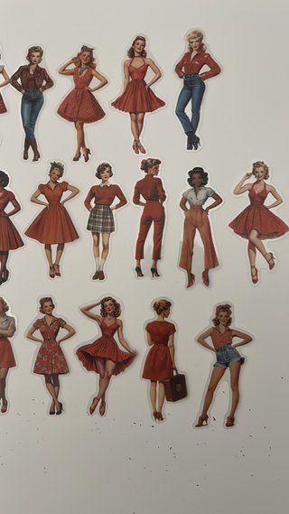 25 Pegatinas Vintage Mujer Estilo Pin-up