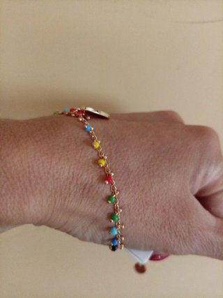 Bracciale cuore rosso e perline colorate