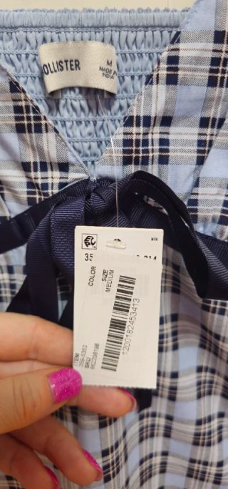 Vestido Hollister cuadros azul y negro Talla M