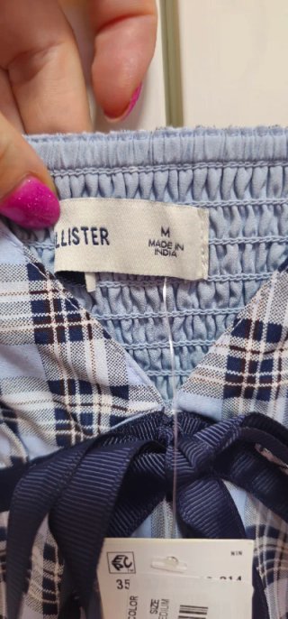 Vestido Hollister cuadros azul y negro Talla M