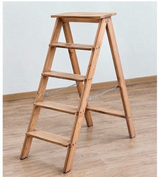 Escalera Taburete Plegable Bambú