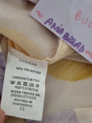 Blusa morbida maniche plissettate giallo e lilla