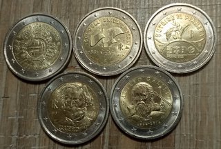 #2280 – Cinque monete 2 EURO ITALIA Commemorativi