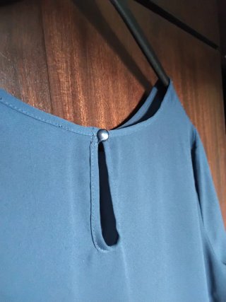 Blusa Primark manga francesa azul petróleo T42