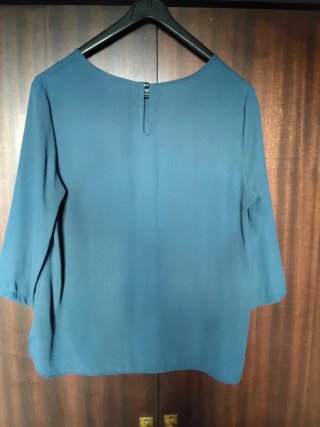 Blusa Primark manga francesa azul petróleo T42