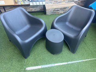Conjunto 2 sillas y mesa de plástico negro