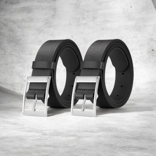 Set di 2 Cinture Nere con Fibbia Argento