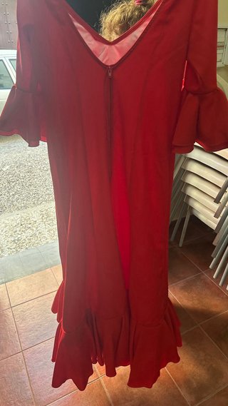 Traje de flamenca rojo volantes