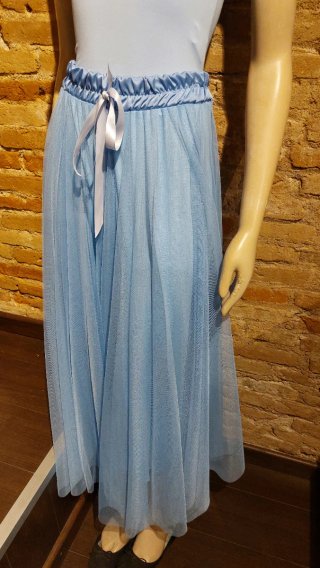 Falda larga tul azul cielo talla única