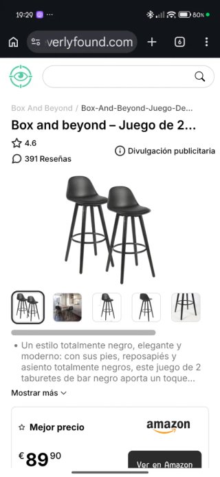 2 Taburetes Altos Negros (Nuevos)