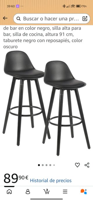 2 Taburetes Altos Negros (Nuevos)