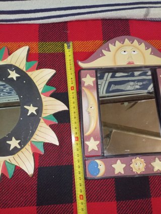 Coppia di Specchi Decorativi Sole e Luna