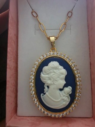 Collana Cameo Donna Blu Oro