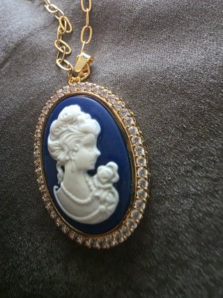 Collana Cameo Donna Blu Oro